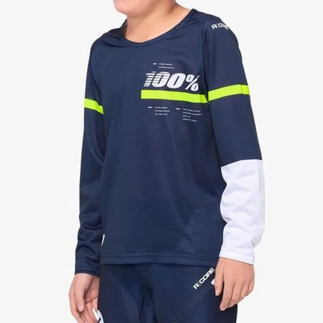 Hovedbilde 100% R-CORE Youth Jersey Dark Blue/Yellow