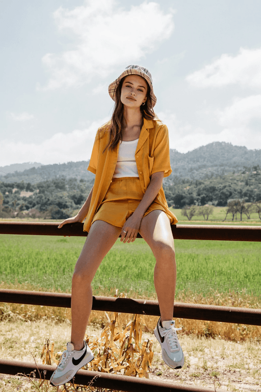Brixton Bunker Flight Boyfriend Woven Short Sleeve Golden Glow