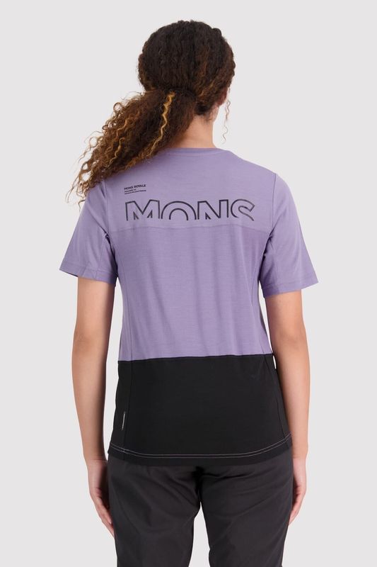 Mons Royale Womens Tarn Merino Shift Tee Thistle/Black 